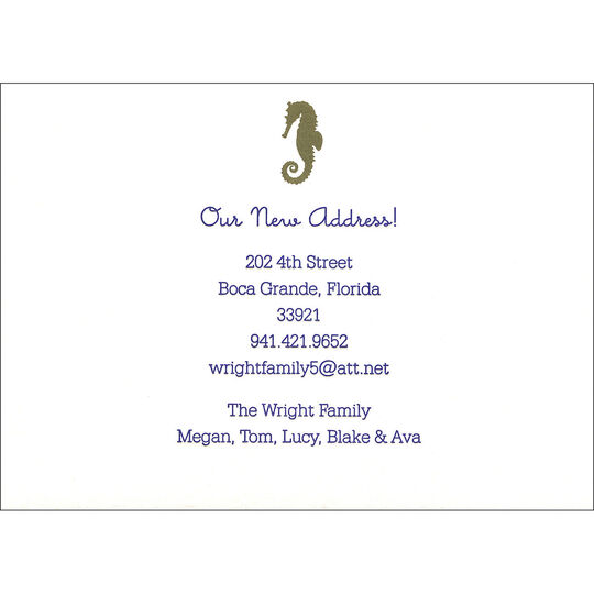 Seahorse Letterpress Moving Announcements